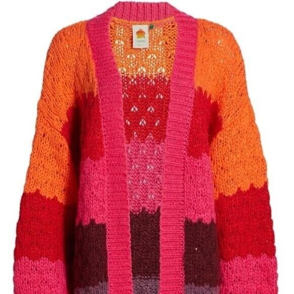 Farm Rio Women’s Striped Multi Cardigan - Size Medium - Picture 2 of 7